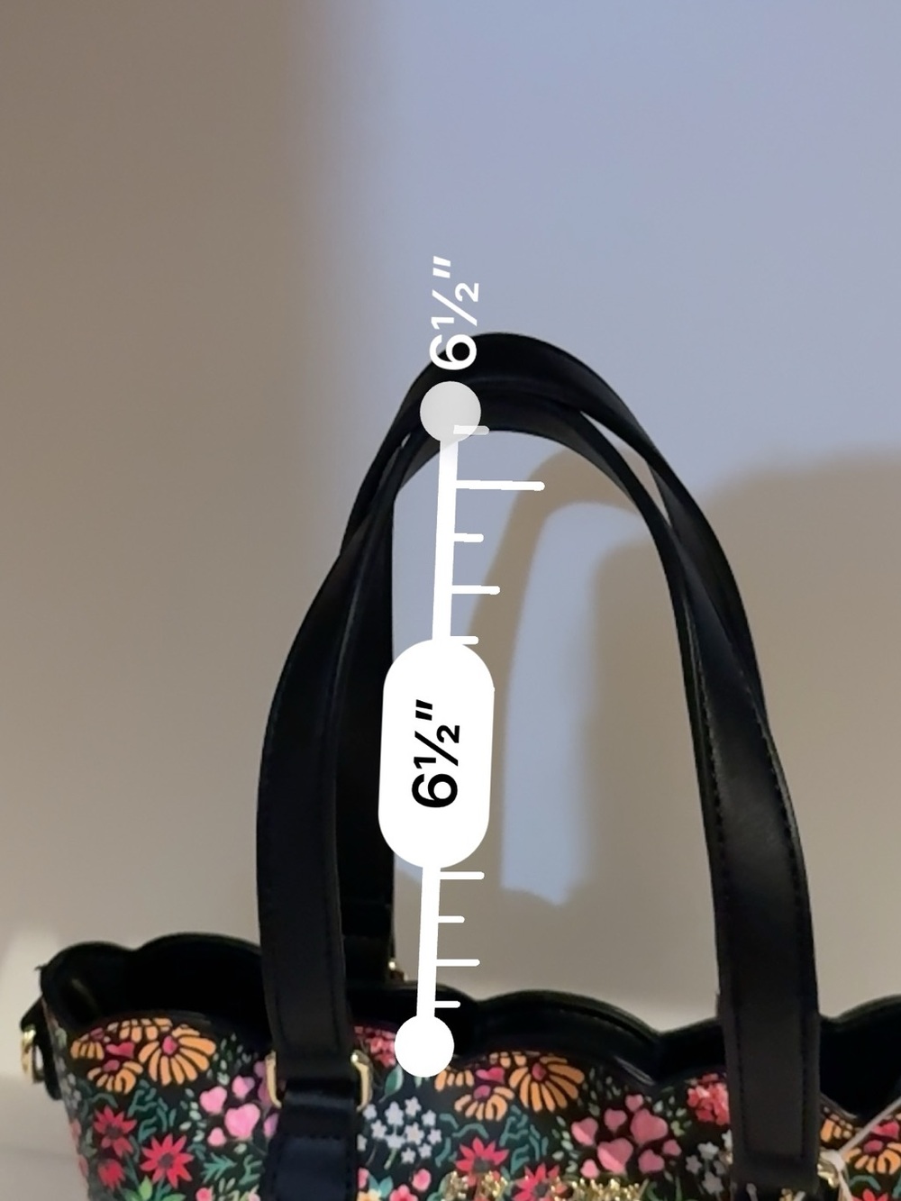 Betsey Johnson Black Floral Tote with Pink & Green Accents - Picture 15 of 16